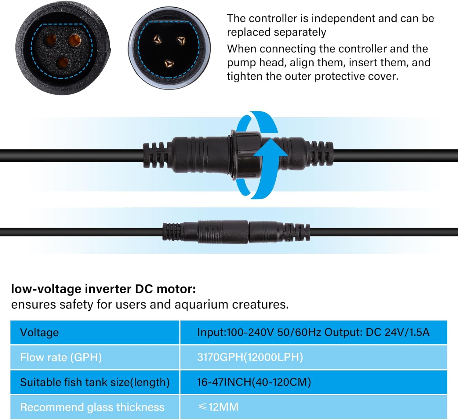 hygger Effortless Wave Maker For Aquarium,25W 3170GPH Ultra-quiet Submersible Power Head with Magnetic Base And LED Controller-Circulation water Pump For 15-80Gallon Freshwater Coral Reef Tank