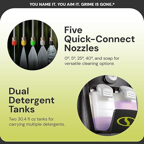 Miniatura 3 de Sun Joe SPX3001 2030 PSI 176 GPM 145 AMP Lavadora a presión eléctrica con carrete de manguera verde