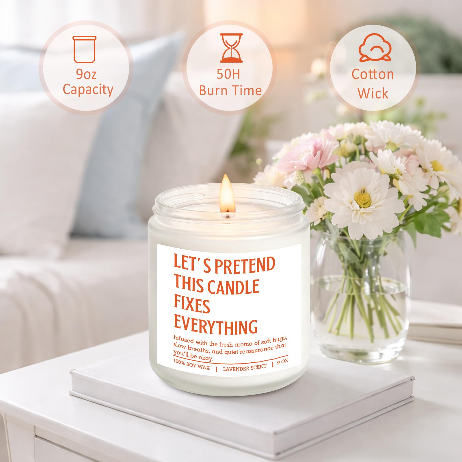 Miracu Scented Candles, Stress Relief Gifts for Women Men, Funny Relaxation, Emotional Support, Comfort, Destress, Anxiety, Relaxing Ideas, Birthday, Mothers Day, Self Care Gifts for Friend Coworker