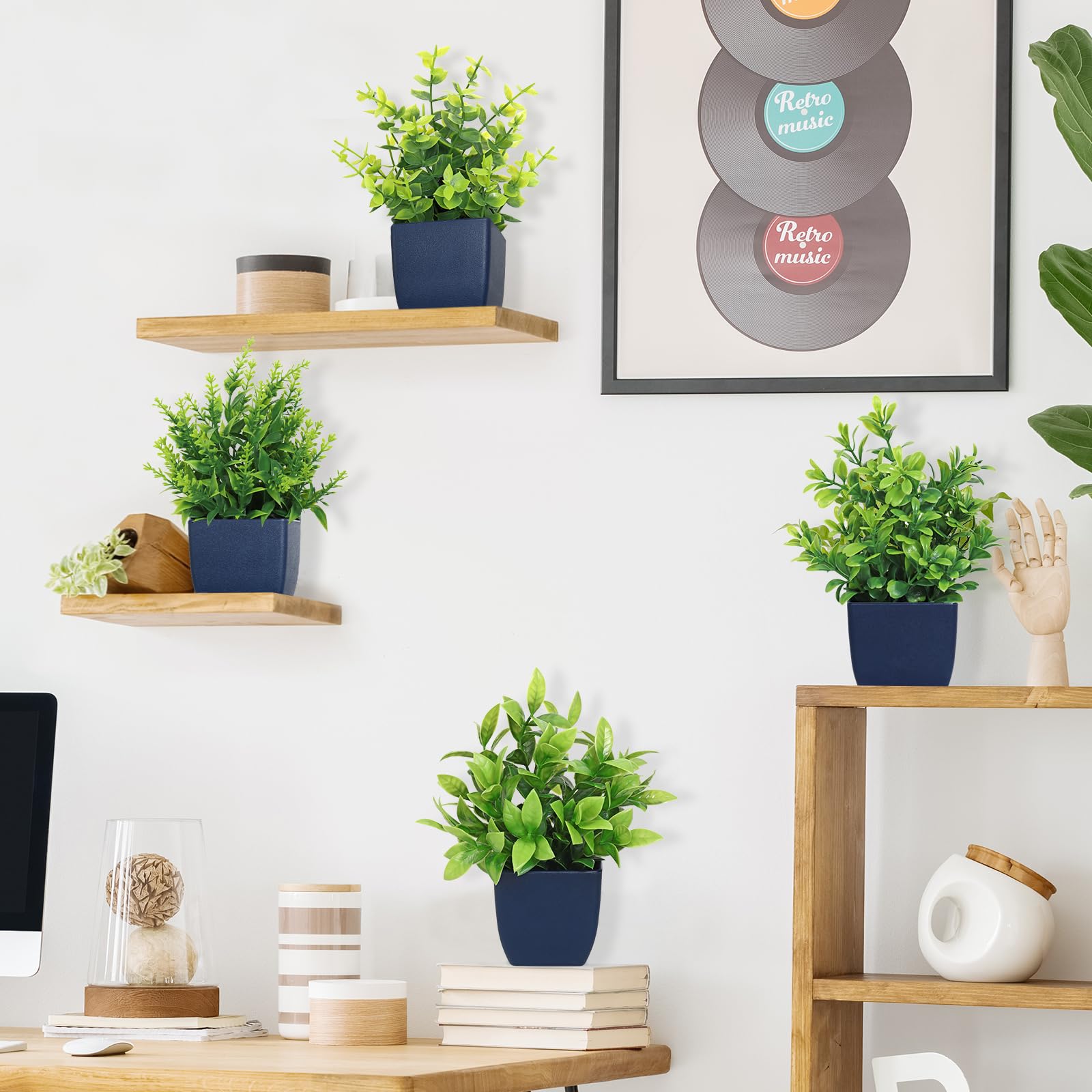 Betylifoy Artificial Potted Plants Mini 4PCS Small Fake Plants Greenery Indoor Decor Eucalyptus Plant Faux Plastic Plants for Office Home Bedroom Living Room Bathroom Desk (4 - Image 3