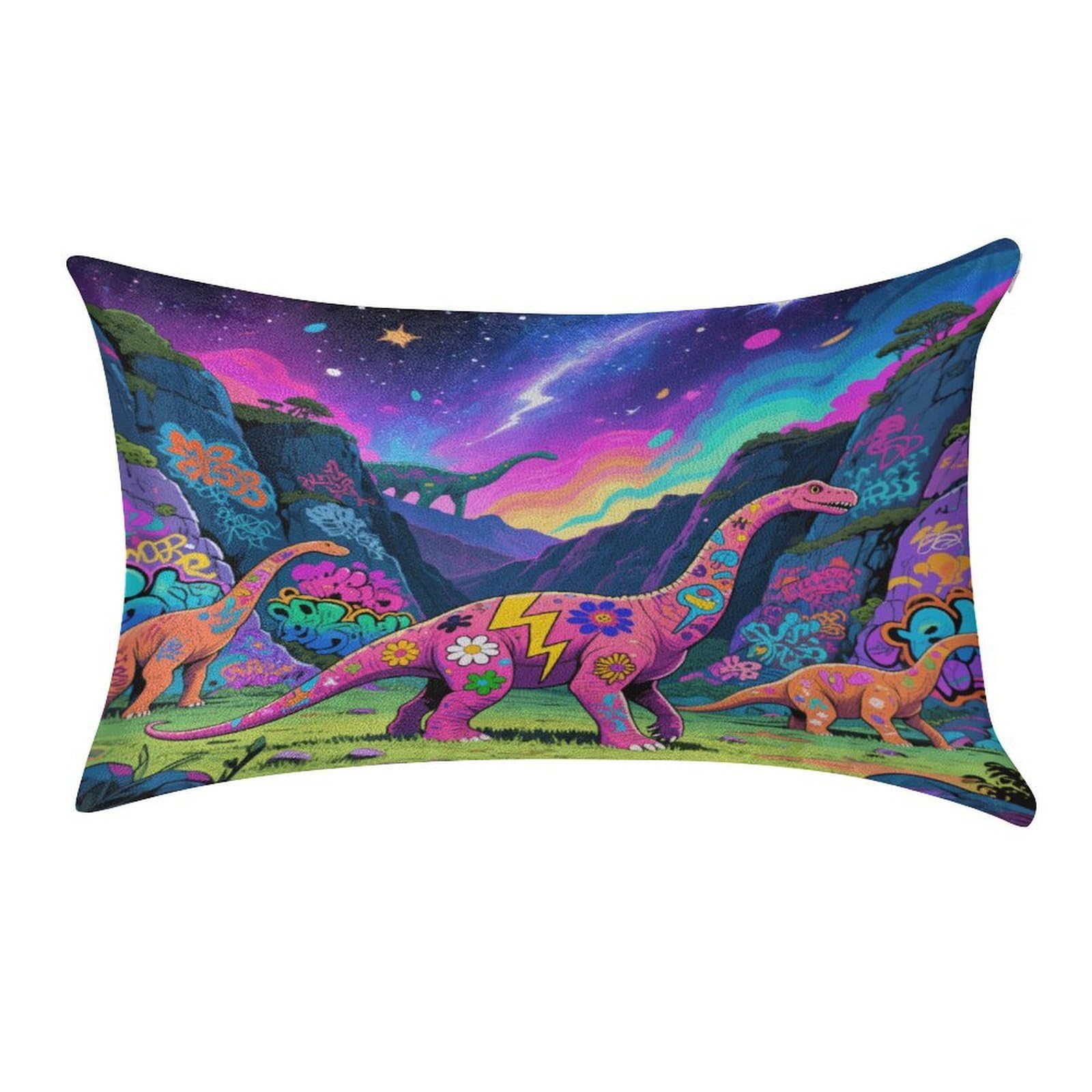 Fekiloot Style Graffiti Dinosaur Pillow Covers Home Decor Pillow Cases
