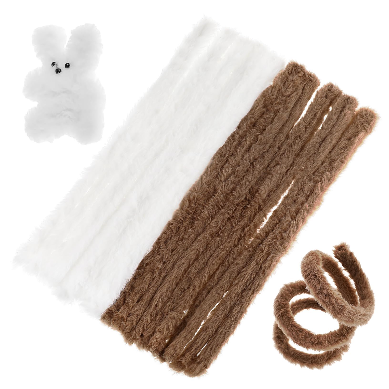ERINGOGO 10 Pcs Soft Rabbit Hair Pipe Cleaners White for Crafting DIY Projects School Arts Crafts Halloween Decor Pipe Cleaner Craft