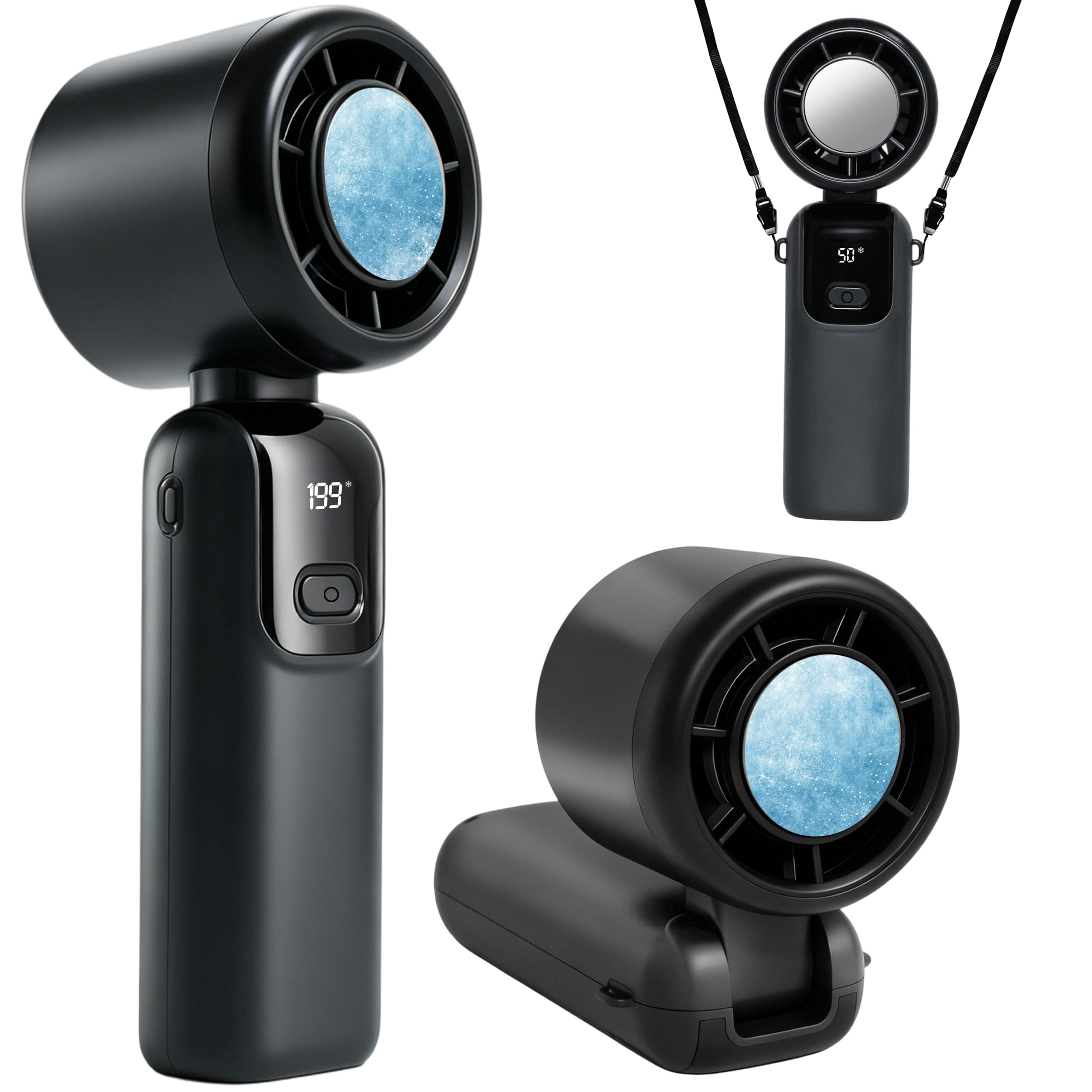 Ventilateur turbo portable noir à haute vitesse avec batterie rechargeable