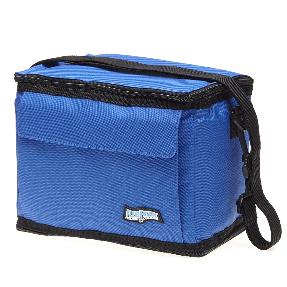 FlexiFreeze Refreezable Can Cooler Lunch Box, Collapsible with Built-in Ice (9 Can Blue)