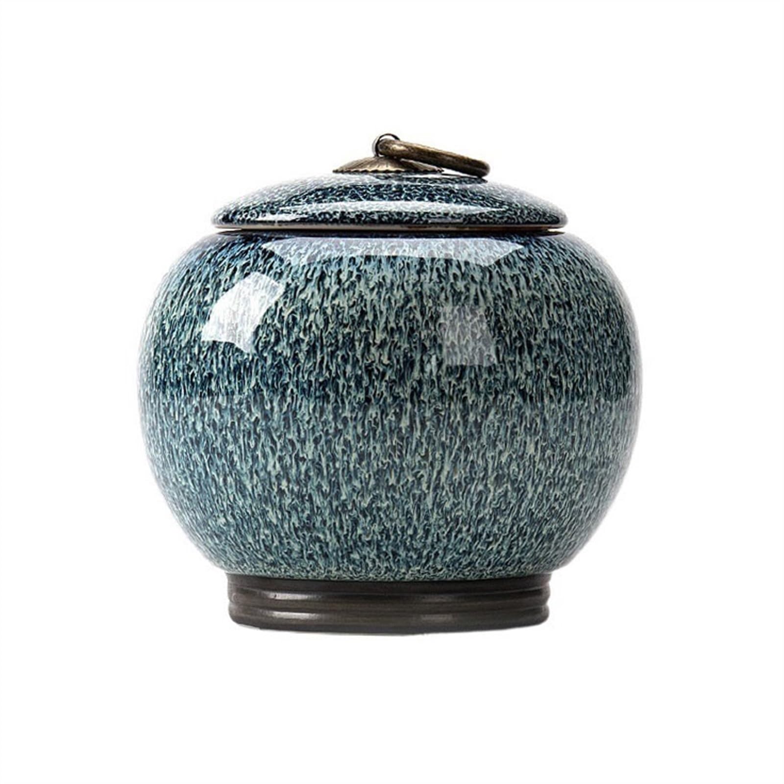 Hhaoran-9868 Ceramic Tea Canister Kiln Change Tea Canister Ceramic Medium Storage Sealed Green Black Loose Leaf Fresh Set Food Canisters for Kitchen(Blue)