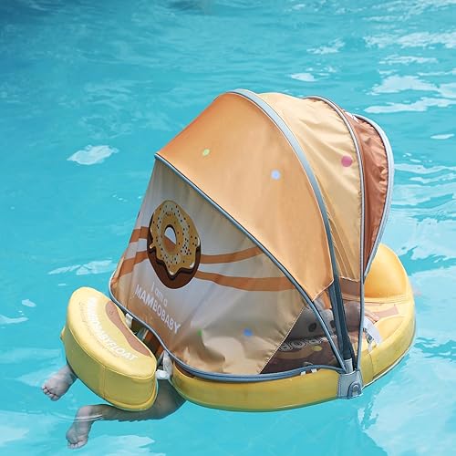 Miniatura 8 de Flotador flotante Mambobaby para cama 2025, agradable a la piel, flotador de natación para bebé no inflable con toldo de protección solar UPF 50+,