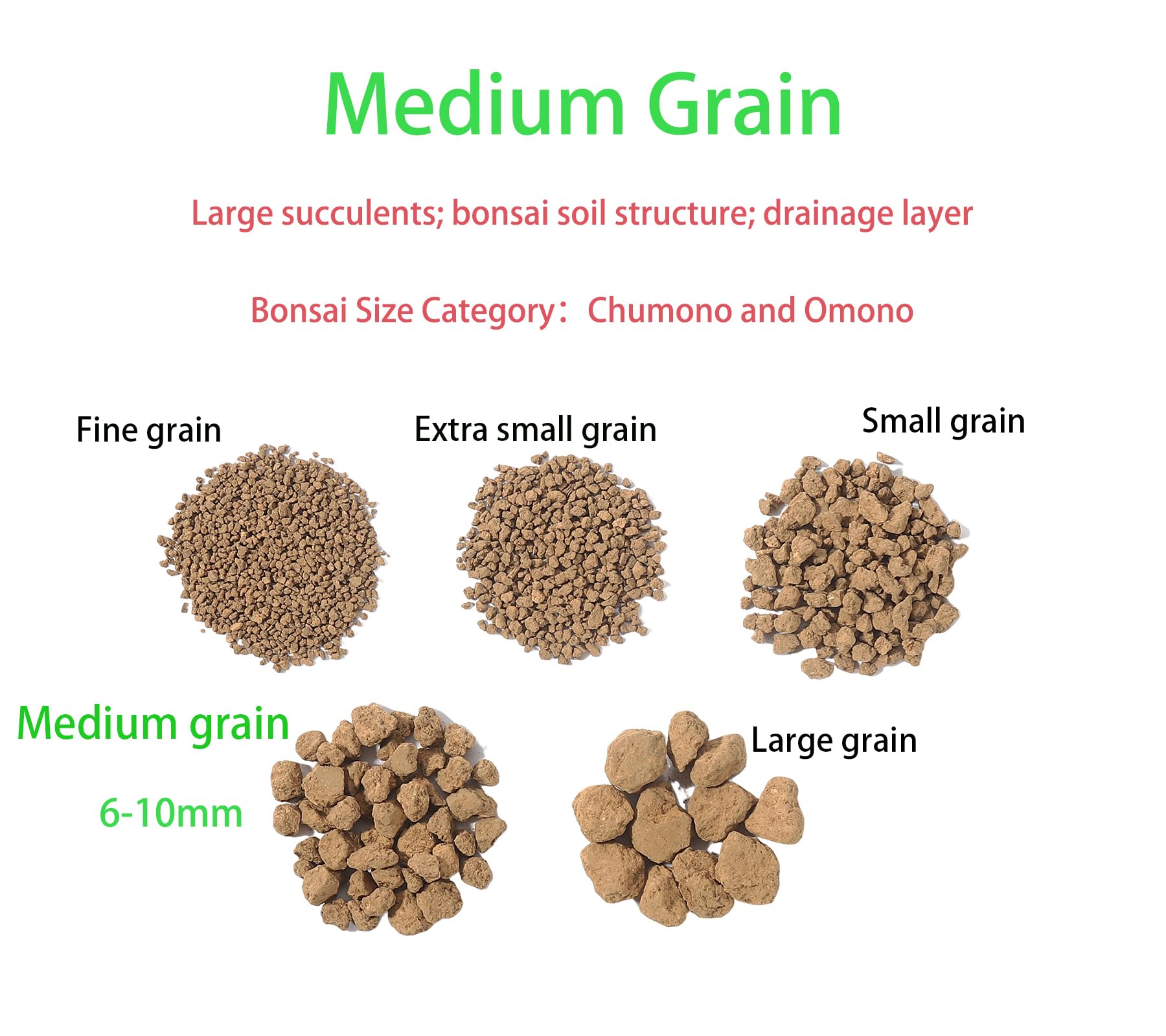 Sol akadama japonais super dur (6-12 mm, 14 l, environ 9,8 kg) utilisé pour les plantes succulentes, les cactus, les plantes de bonsaï, excellente rétention d'eau, litière rampante pour