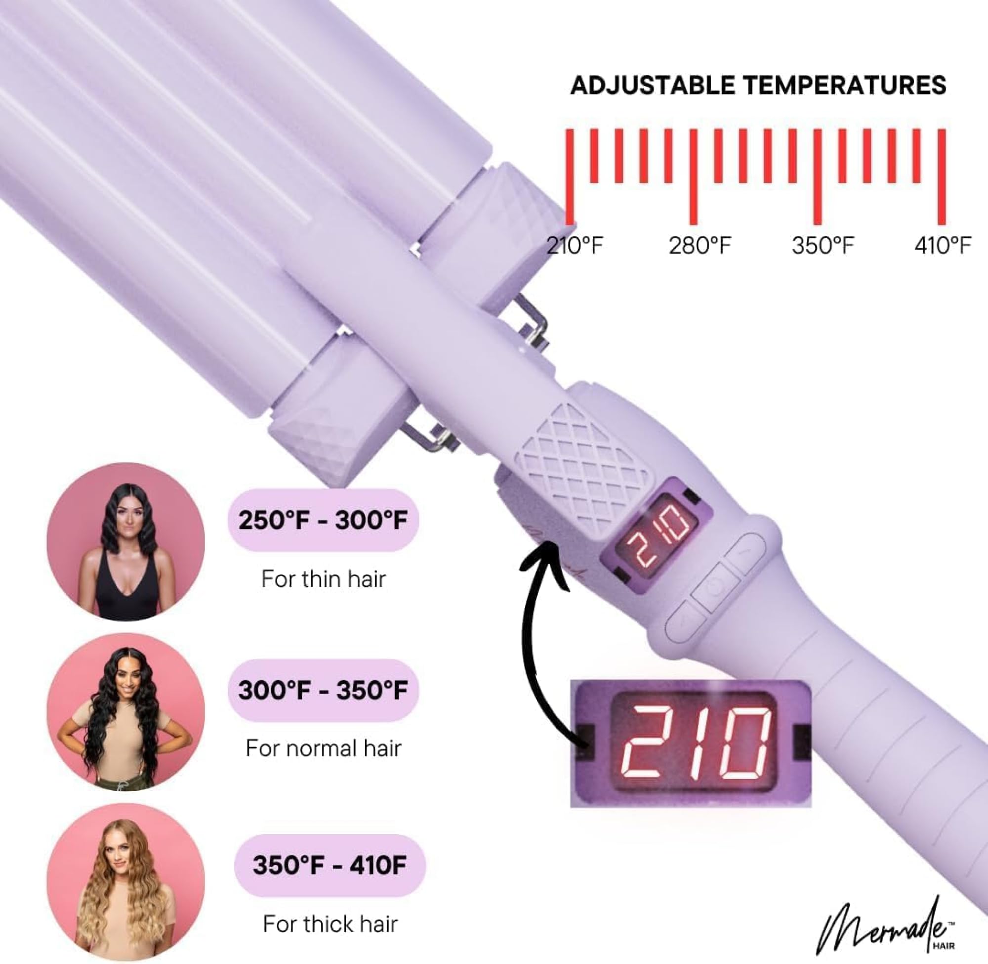 Mermade Hair PRO Cutie Waver, 22 mm Größe, Flieder