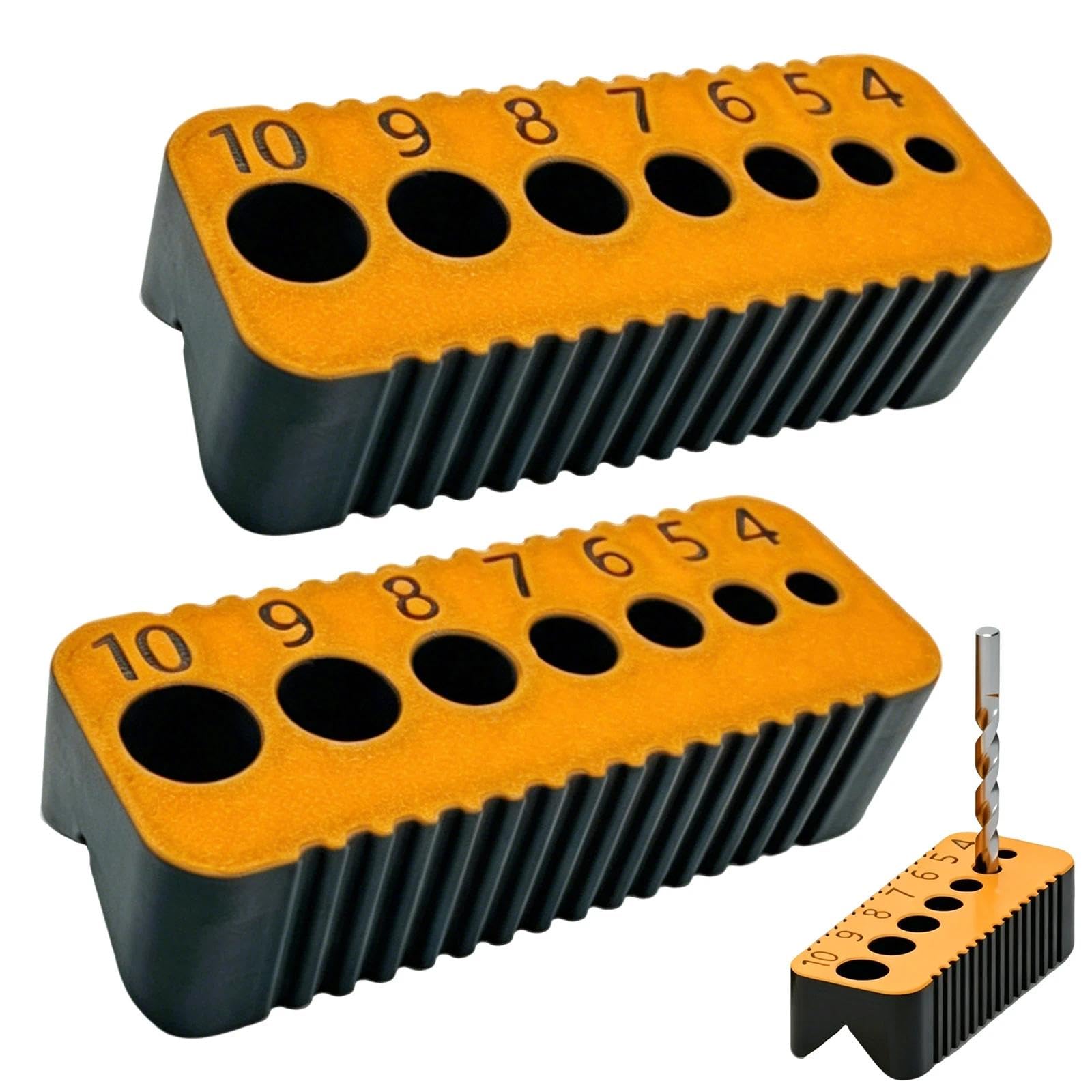 2-Piece Yellow Plastic Drill Guide for Vertical Hole Drilling, Handheld Multi-Size Drill Block and Precision Drilling Jig for Straight Holes in Woodworking & DIY