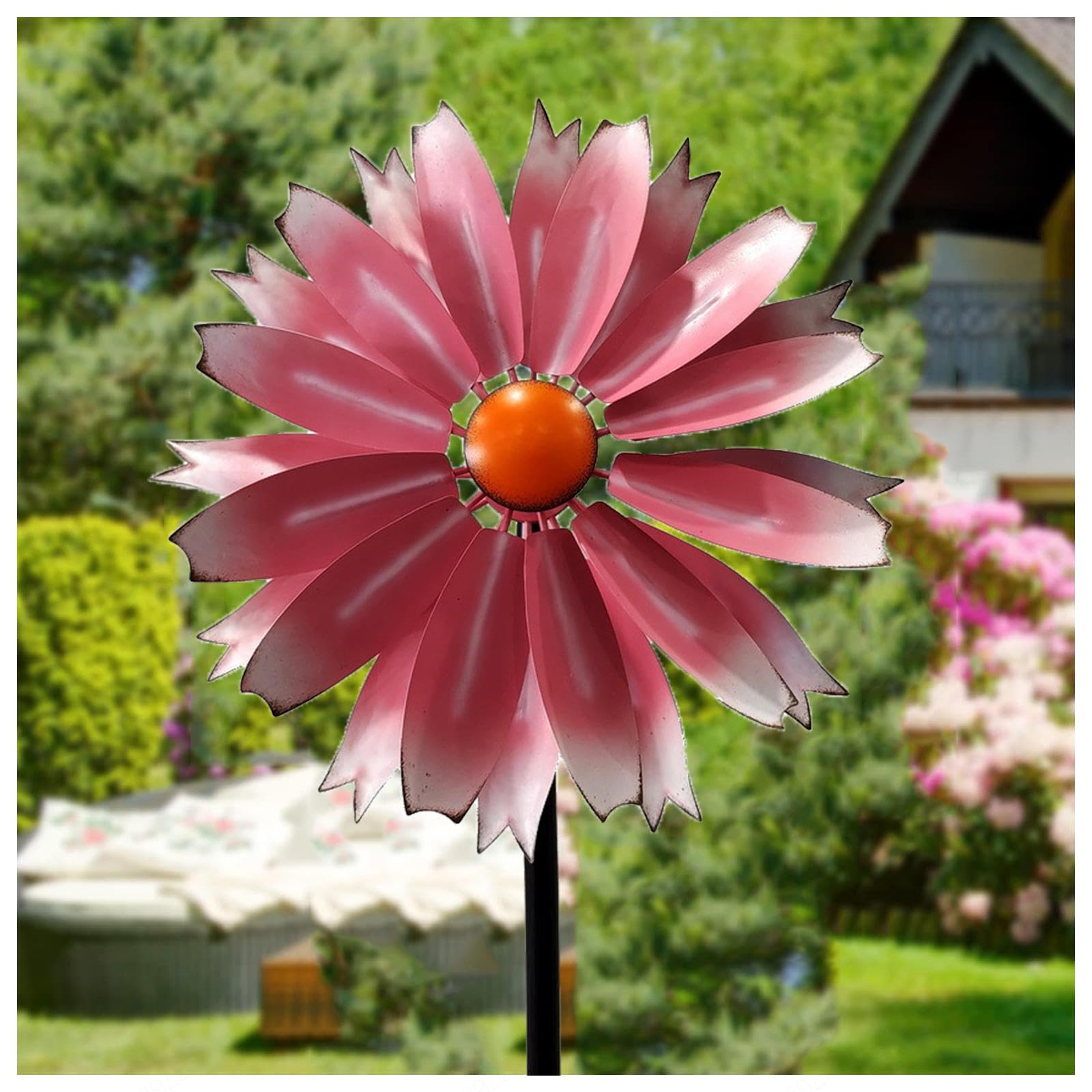 Windrad Garten 149cm Groß Garten WindmüHle Wetterfest Und Standfest WindräDer FüR Terrasse Und Garten,Pink