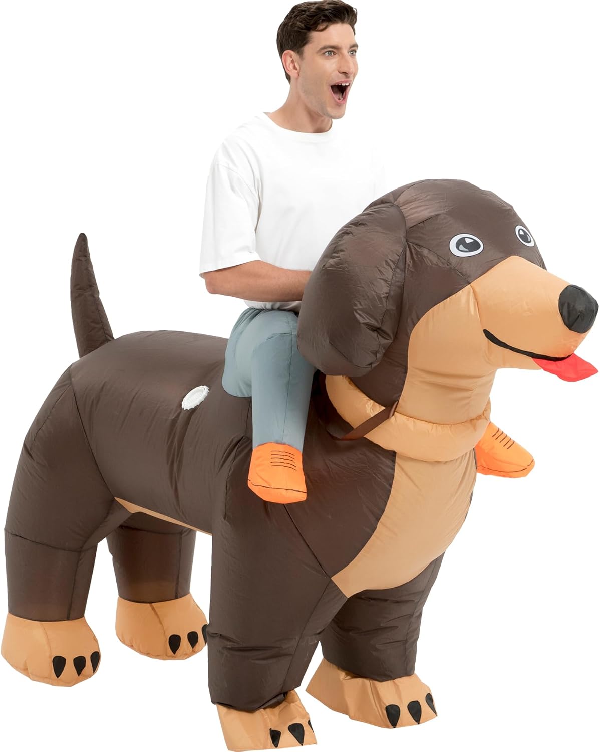 One Casa Inflatable Dog Costume Adult,Blow Up Dachshund Suit,Ride On Halloween Costumes for Men Women - Image 4