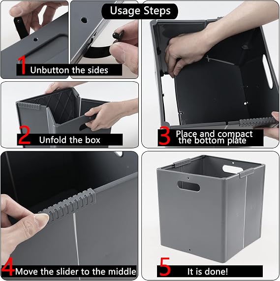 Gloreen 4 Pack Collapsible Storage Cubes, Foldable Storage Bin, Grey
