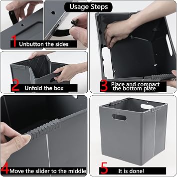 Gloreen 4 Pack Collapsible Storage Cubes, Foldable Storage Bin, Grey