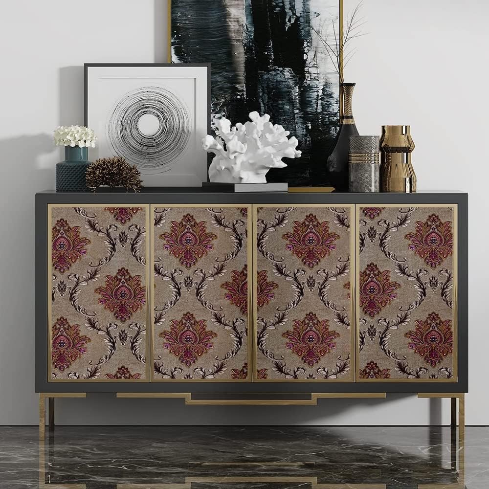 2Pack Shelf Liners Purple Damask Self-Adhesive Drawer Papers Wallpaper Roll Protect Furniture Wall Surface Refresh Webcast Background 17.7 Inch Wide