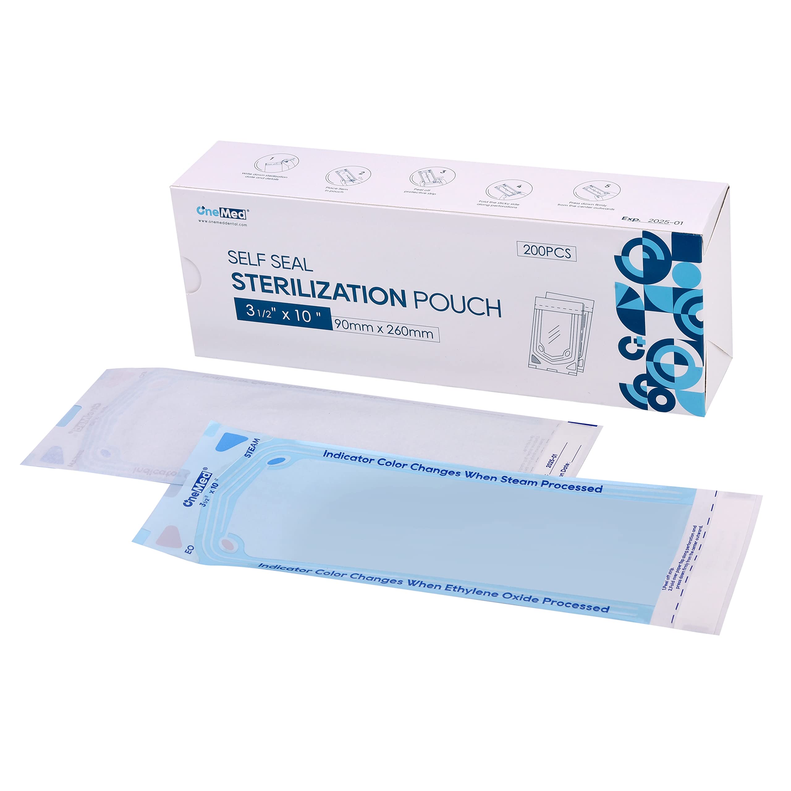 200 sacchetti autosigillanti dentari di sterilizzazione dei sacchetti 10x15" 200/scatola 1 scatola