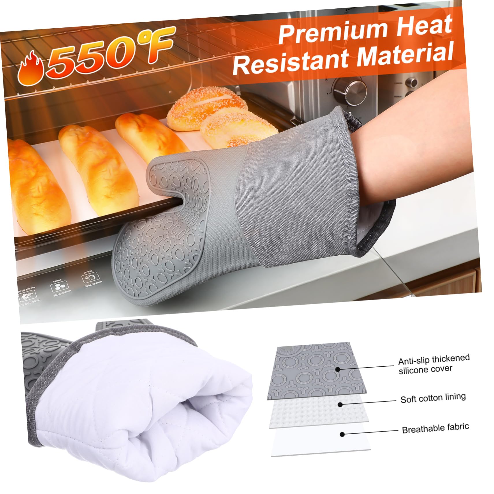 Ofenhandschuhe Silikon Hitzebeständig Rutschfester Ofenhandschuh Mit Schutz Für Hände Und Handgelenke Backen Kochen Grillen Küche Satz