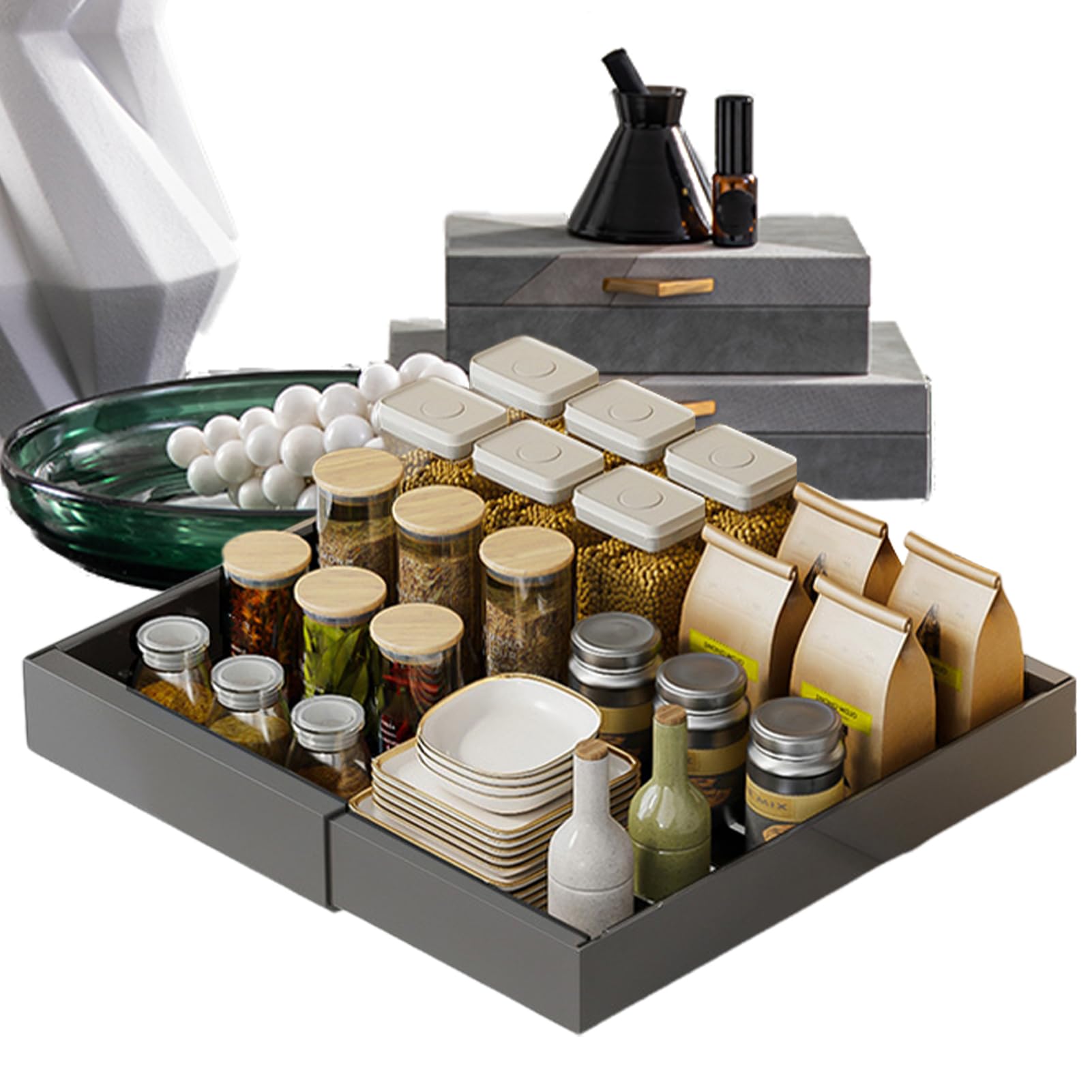 Organizer e Contenitori Sottolavello Robusto Cestello Estraibile Senza | Ripiani Scorrevoli Estraibili A Cassetto Sotto Lavello Per Cucina, Dispensa, Armadio, Armadietto
