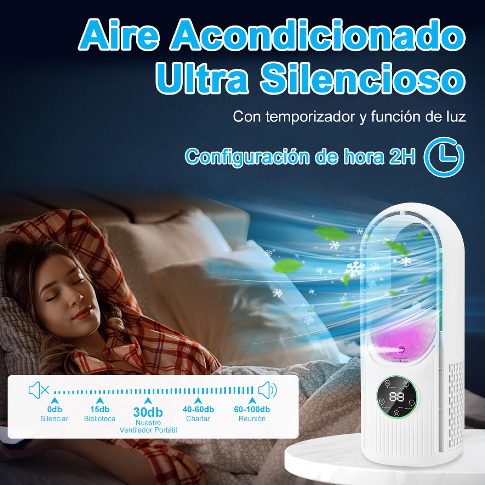 Ventilador De Mano Recargable CATGIFF 5000mAh - Potente, Silencioso, 199 Velocidades Ajustables, Enfría Hasta -10°C, Portátil Para Viajes, Oficina Y Exterior (Negro)