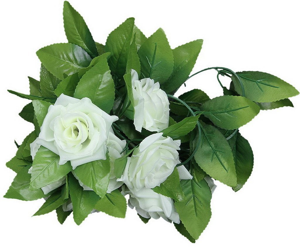 Crazy Shop White 2 Pcs 8Ft Artificial Silk Flower Hanging Rose Garland Vine For Valentines Home Wedding Garden Decoration (White)