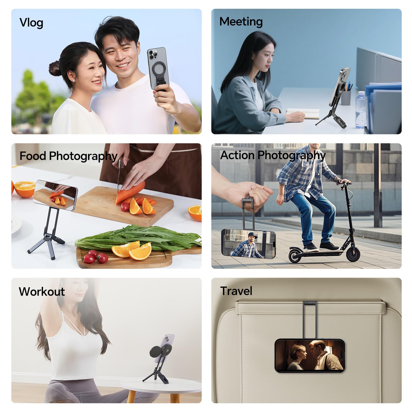 ULANZI MA38 magnetyczny statyw do telefonu komórkowego 4 w 1 aluminiowy karabińczyk Maglock składany uchwyt na smartfona podwójny magnes mini kij do selfie kompatybilny z iPhone 17 16 15 14 13