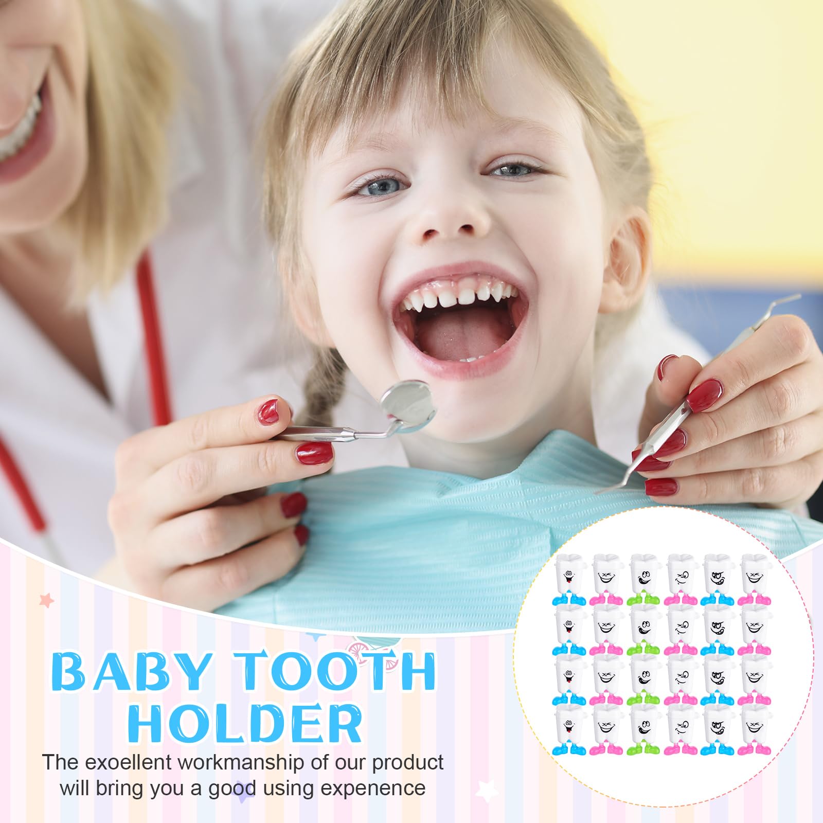 Chuangdi Caja de almacenamiento de 60 piezas para dientes de bebé, organizador de dientes de leche para bebé, caja de ahorro, regalo para niños perdidos, recuerdos para niños (expresión)
