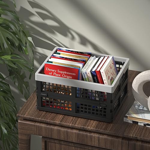 Miniatura 5 de Gainhope - Paquete de 3 cajas plegables de plástico de 15 L, cajas plegables apilables