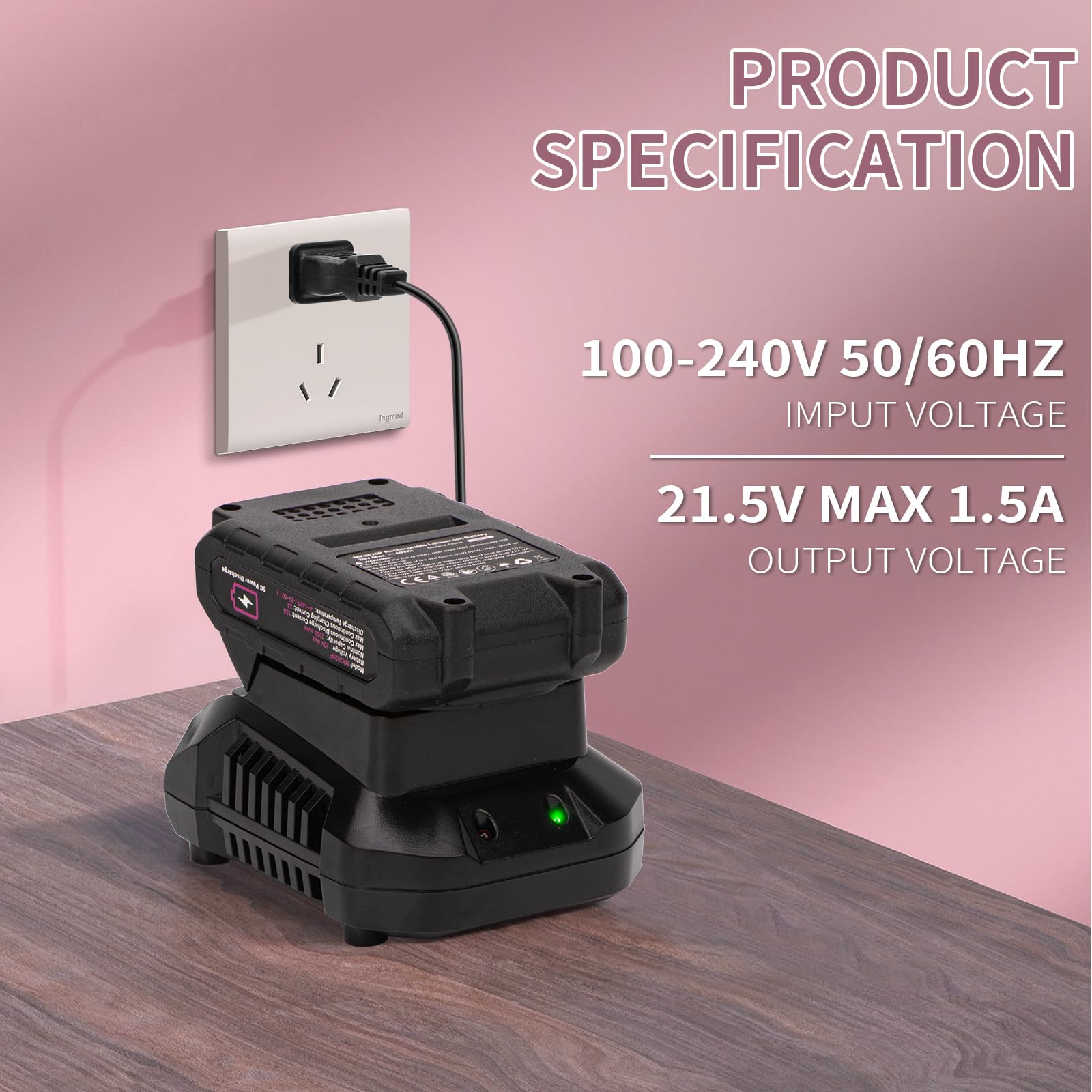 Battery Charger for THINKLEARN 20V Lithium Battery