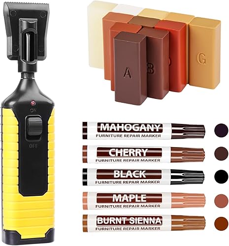 Kit de reparación de piso, kit de reparación de piso de vinilo de madera dura laminado con bolígrafo de calor, marcador de retoque manual para