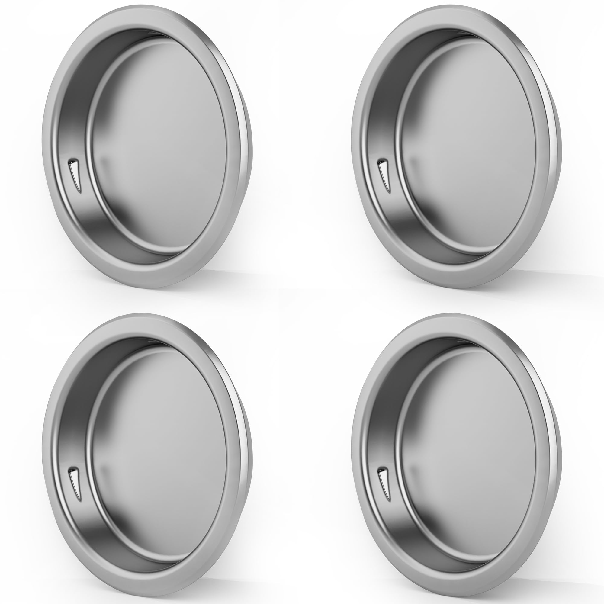 WINSOON2" Round Closet Door Finger Pulls 4 Pack, Chrome-Plated, Round Sliding Finger Door Pull, for Cabinet Door, Pocket Door, Sliding Door, etc.
