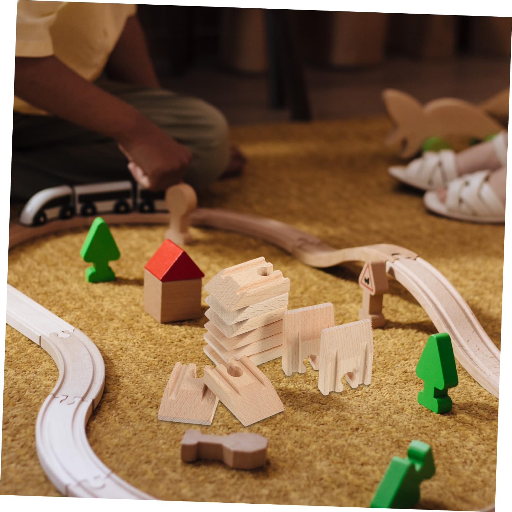 TOYANDONA 40pezzi Piste Concave Legno Per Treni Accessori Educativi Per Espansione Ferroviaria Design Compatto e Facile Da Usare