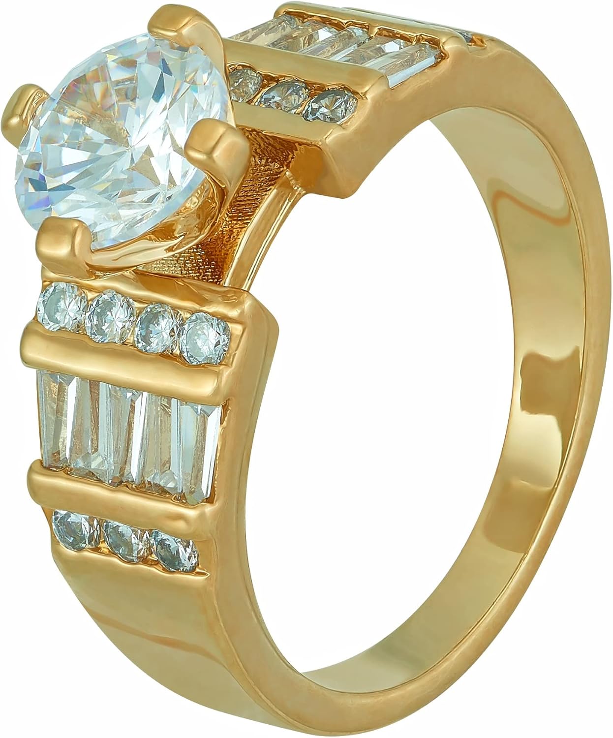 LIFETIME JEWELRY Circle Cubic Zirconia Wedding Ring for Women 24k Gold Plated