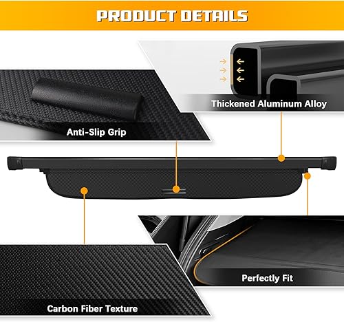Miniatura 4 de Cubierta de carga para Honda CRV 2023 2024, cubierta trasera retráctil mejorada compatible con 6 generación Honda CR-V cubierta de seguridad para