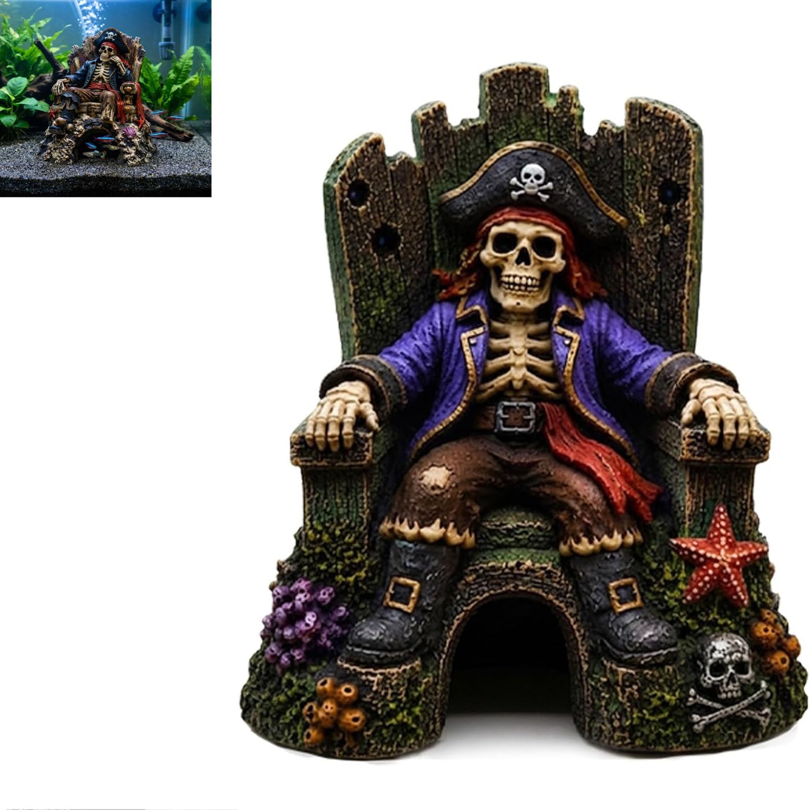 Pirate Skeleton Throne Aquarium Decor, Aquascape Accessories (C#)