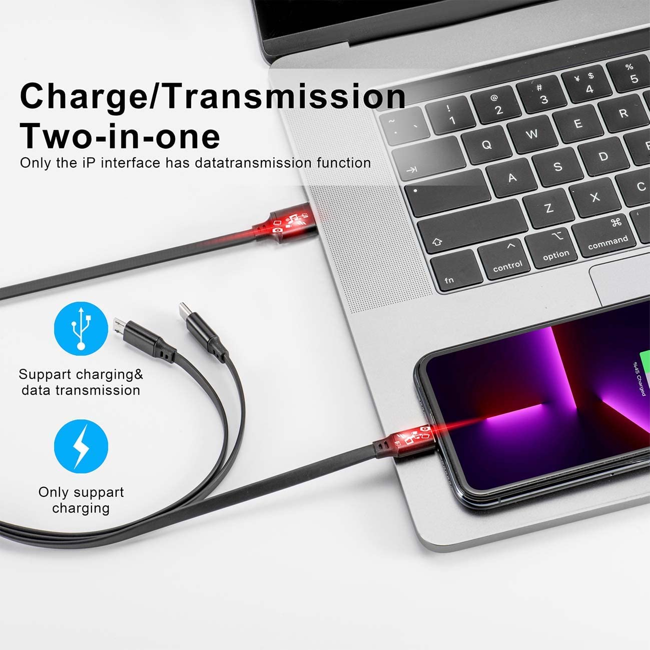 MINLU Cavo Caricabatterie Retrattile 3 In 1, 1.2m, 3A, USB-C/Micro USB/Lightning, Per IPhone, Samsung, Huawei, Pixel, Grigio - 4