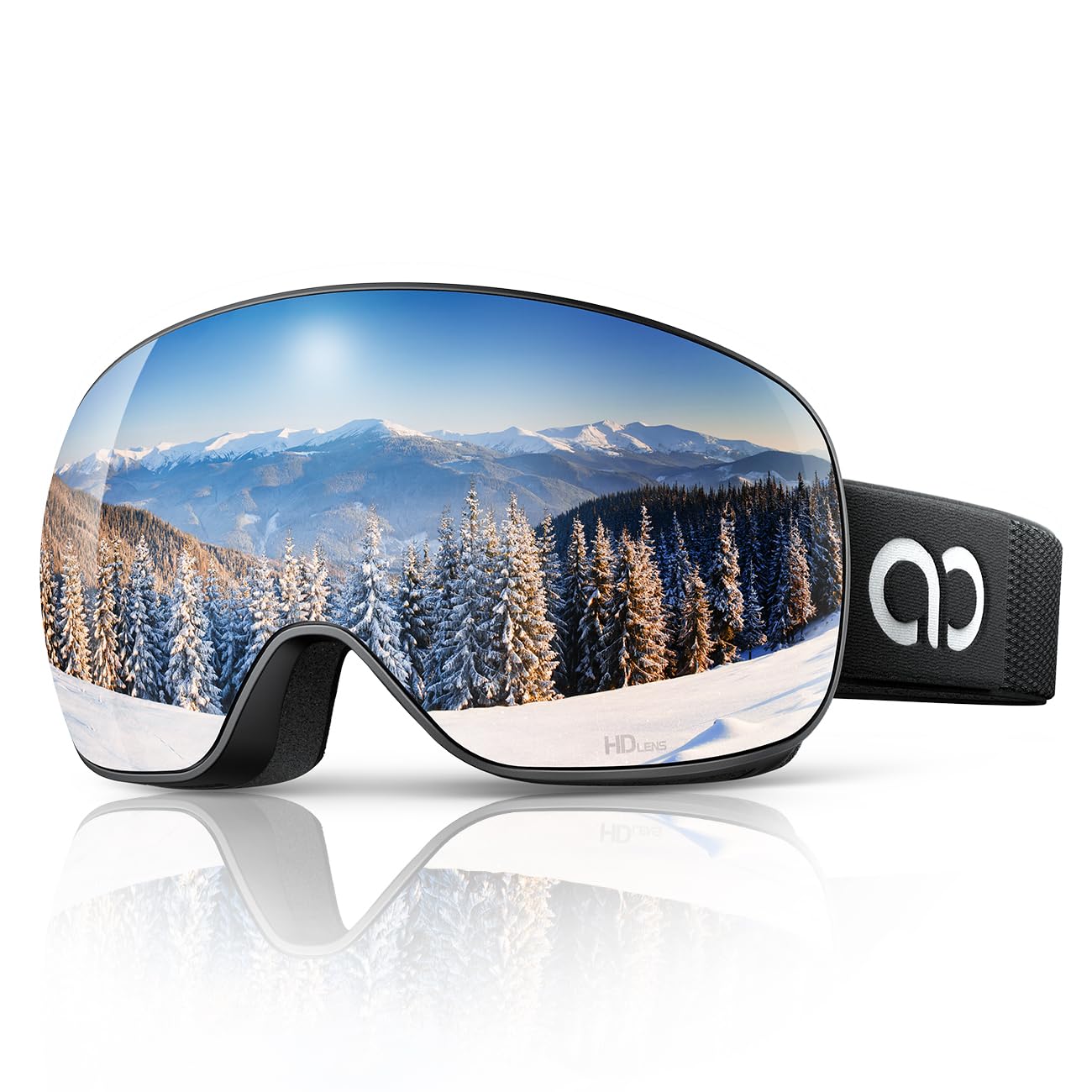 Lamicall Gafas de Esquí Hombre, Gafas Ski OTG HD Lente Esférica Antivaho Patentado UV400 Protección