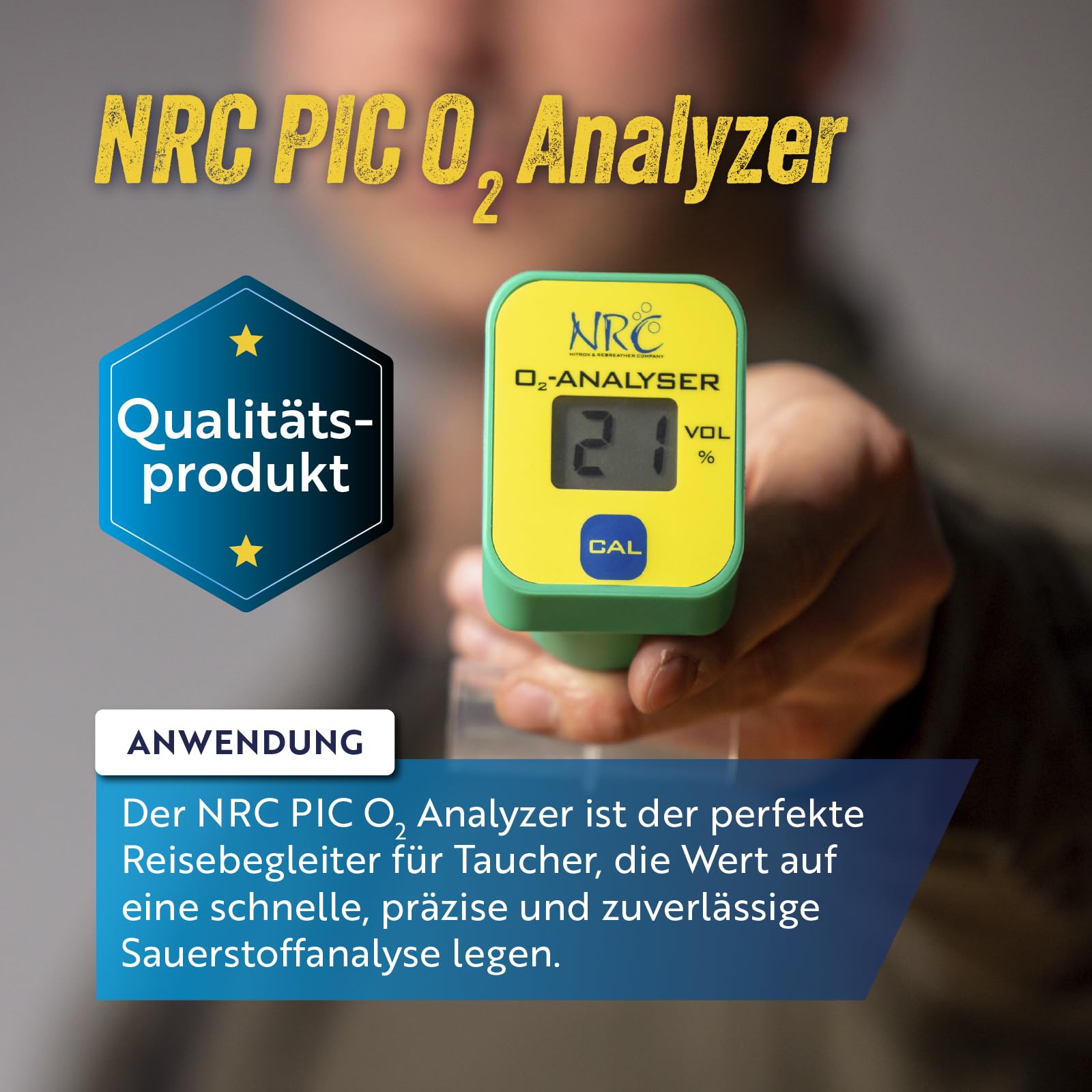 NRC PIC O2-Analyser - Tragbares Sauerstoffmessgerät für Tauchflaschen & Nitrox-Taucher - Präzise, kompakt & langlebig