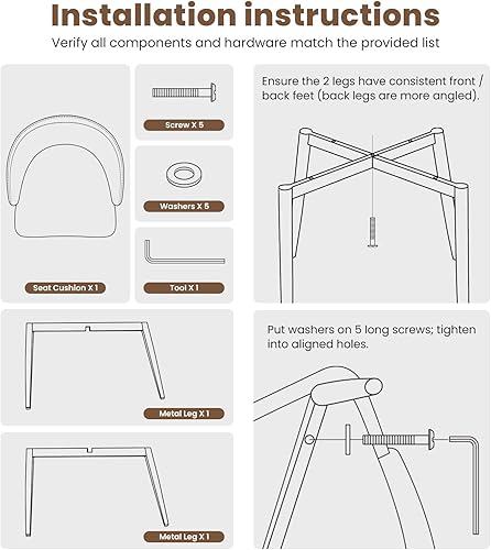 Miniatura 5 de Lamberia Juego de 2 a 4 sillas de comedor, de piel sintética, poliéster y bloqueo de color, sillas de comedor tapizadas modernas de mediados de