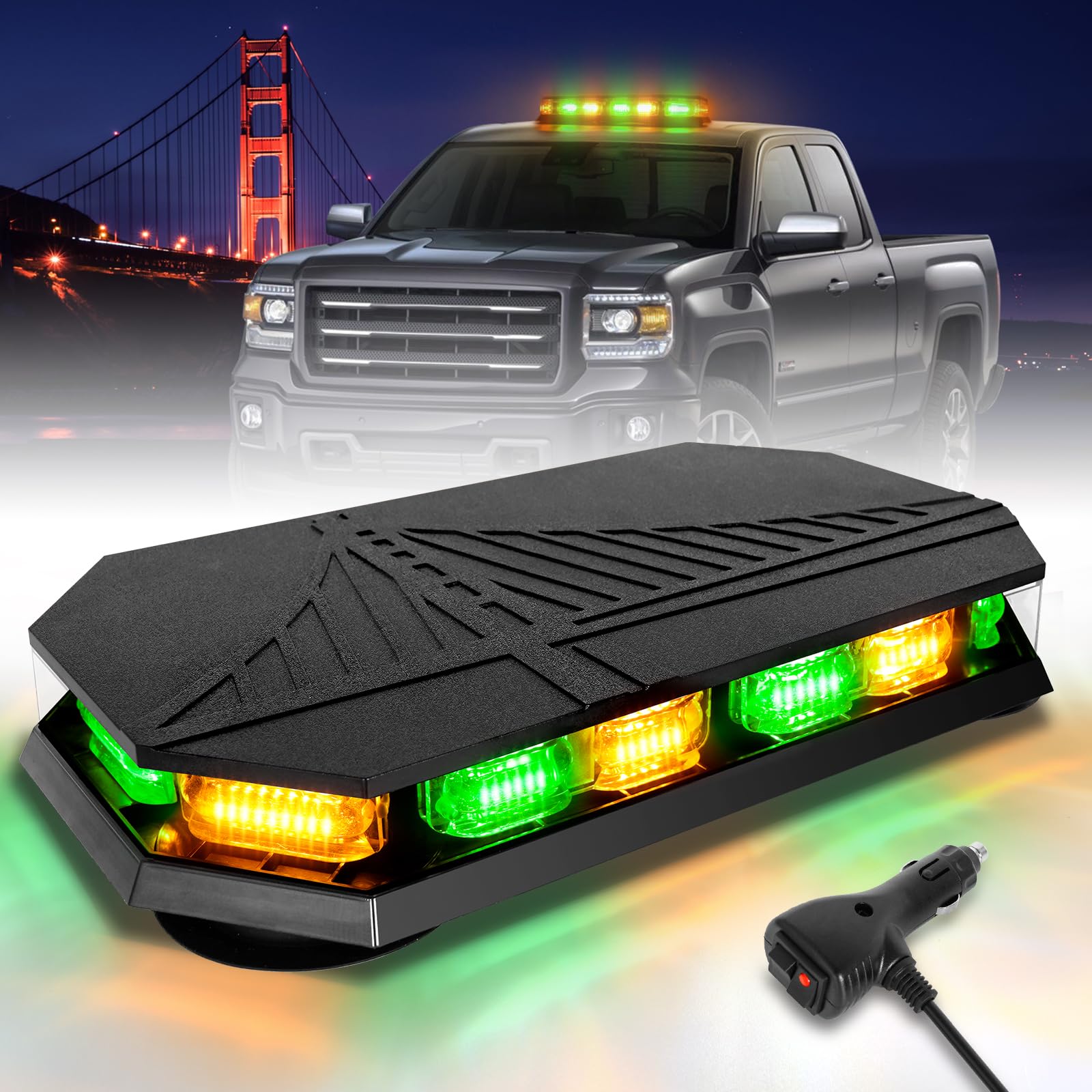 HLauto 406D 102 LED amber green rooftop strobe light bar