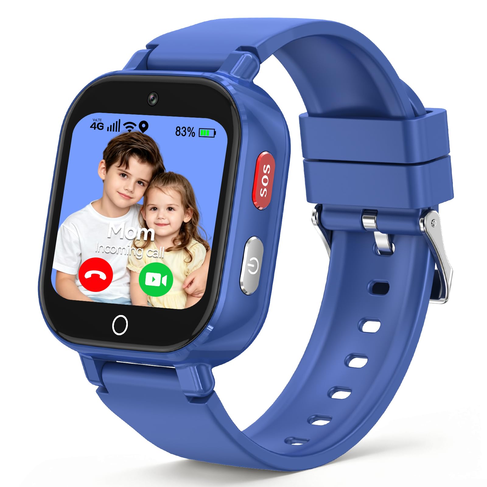 4G Smartwatch Bambini, Orologio GPS Bambini con Videochiamate Impermeabile | Chat Vocale, Modalità Classe, Sveglia, Contapassi, Fotocamera, Calcolatrice, Smart Watch per Ragazzi e Ragazze Regalo Blu