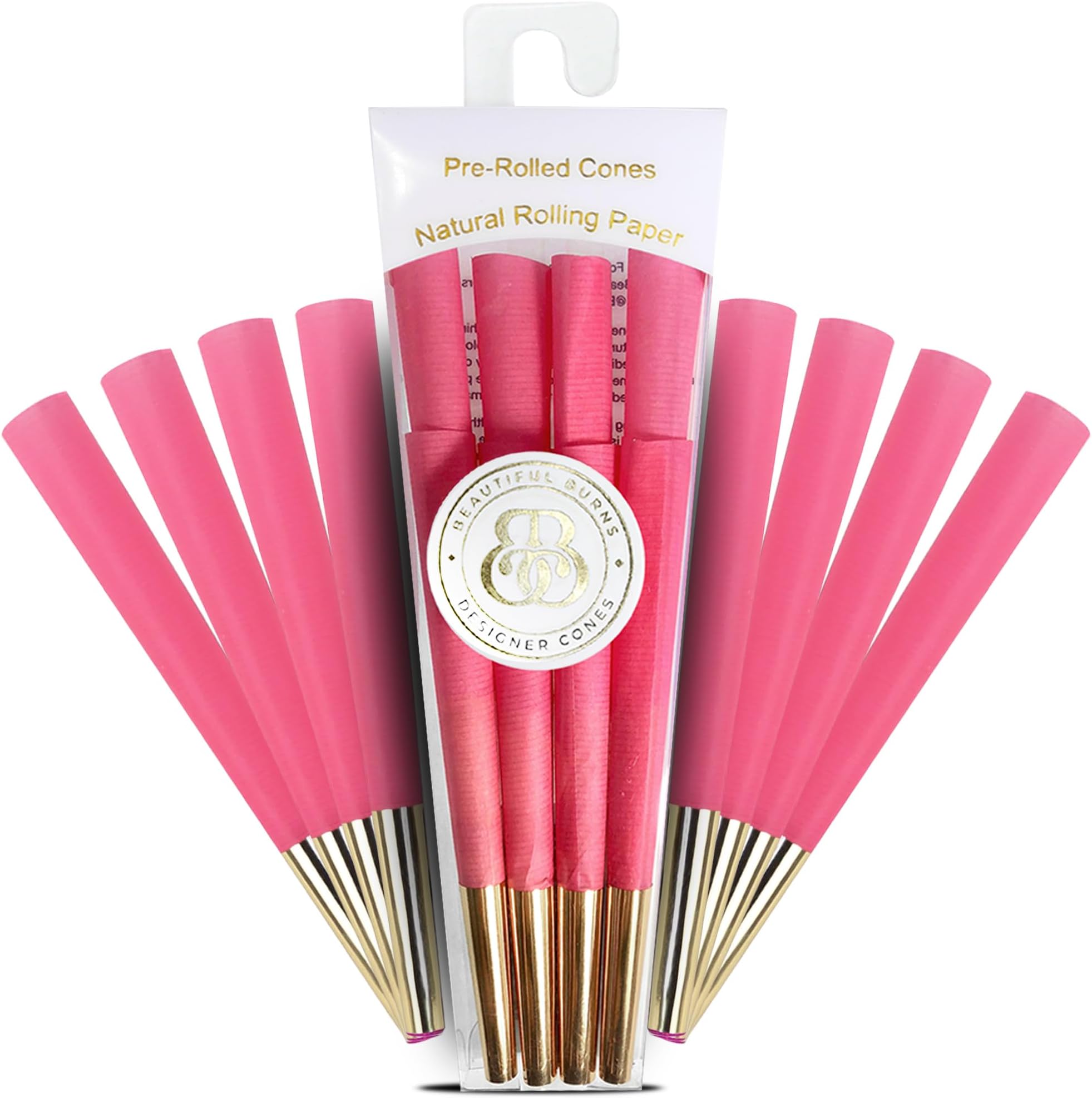 Beautiful Burns, Power Pink Pre-Rolled Cones - 8 Pack of Pre Roll Cone Shells