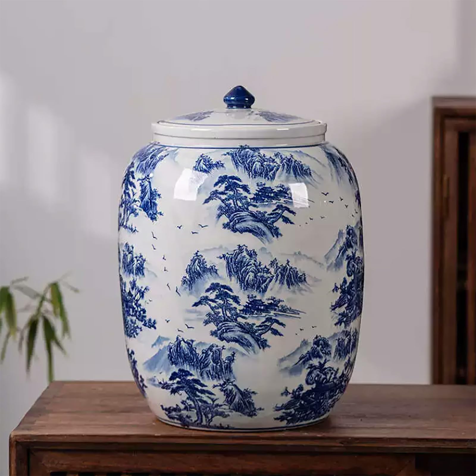 Vaso in Ceramica per Riso Contenitore di Conservazione in Ceramica per Riso e Cereali Dispenser di Riso Ermetico Grande Contenitore per Conservazione di Riso, Dispenser Alimentare di Grande Capacità