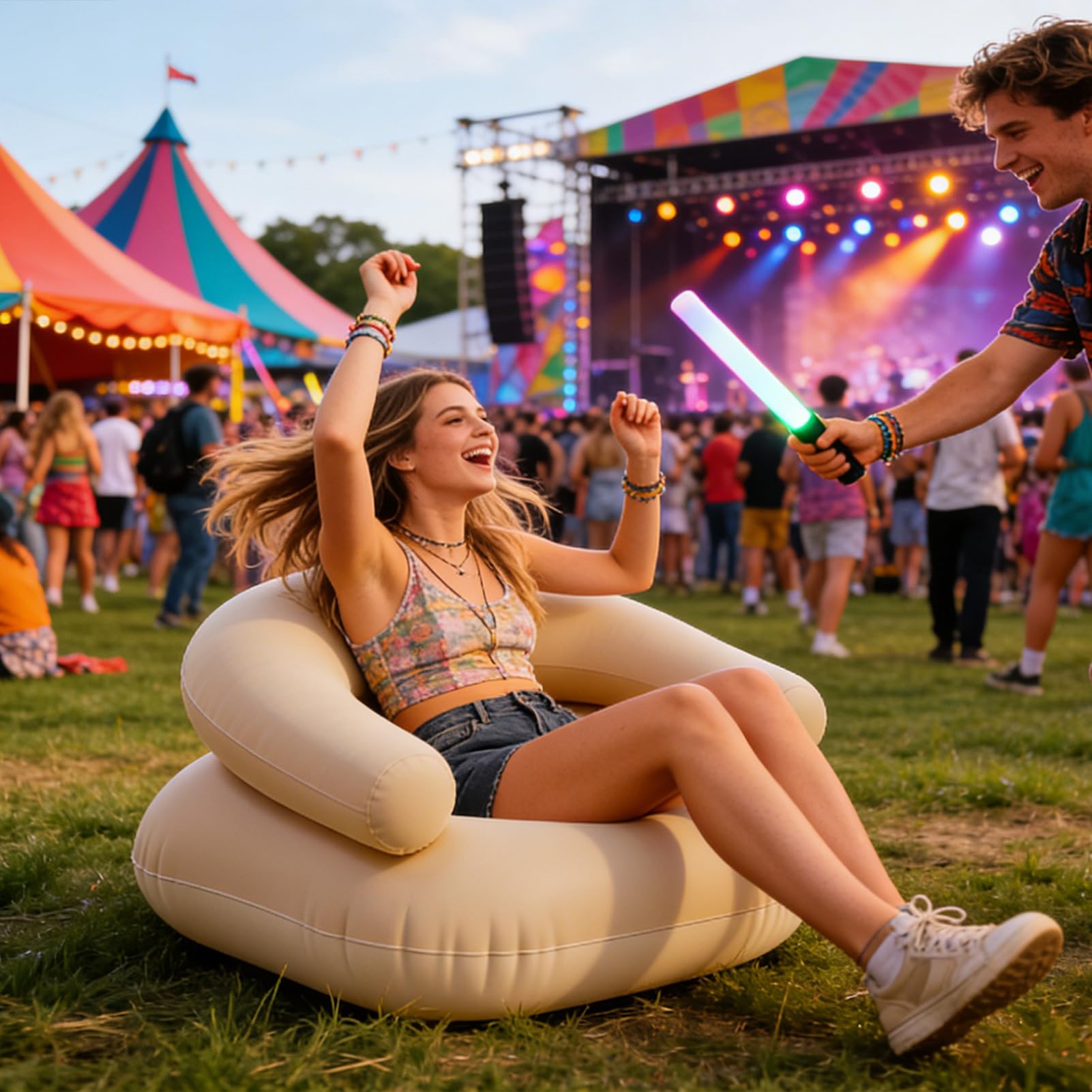 Générique Canapé Gonflable pour Camping - Mobilier à Gonflage Rapide | Siège Pliant Autogonflant,pour Le Repos, la, Le Jardin, la Plage, fêtes de Match, Les Vacances, Festivals de Musique, Les