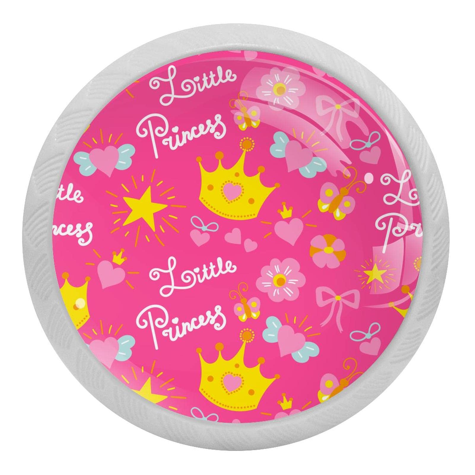 Poignées de placard couronne rose phosphorescentes | Lot de 4 avec vis