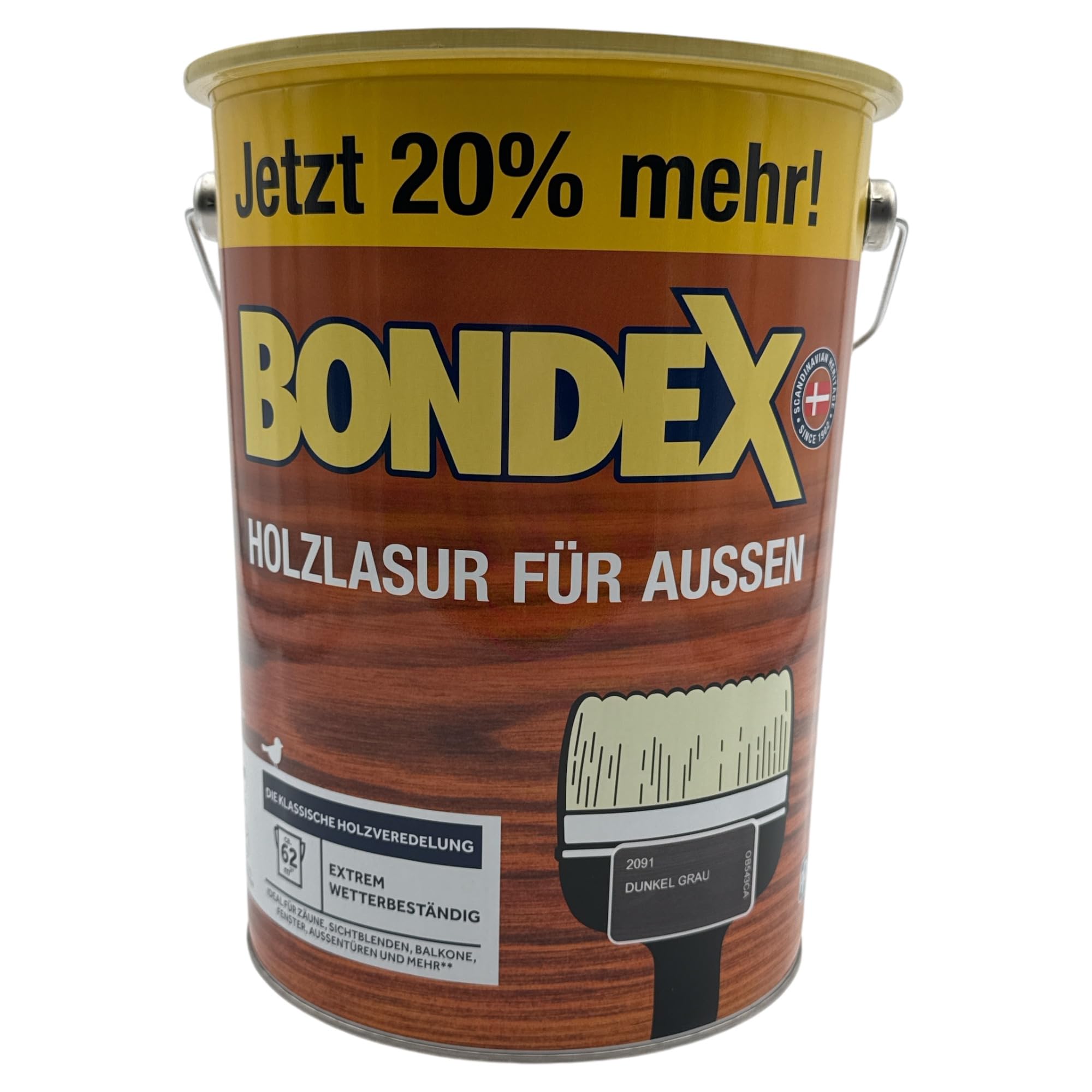 zbs24 Bondex Holzlasur für außen oregon pinie 4,8 Liter, inkl. 3-teiliges Pinselset, hohe Witterungsbeständigkeit, Intensivschutz vor Nässe