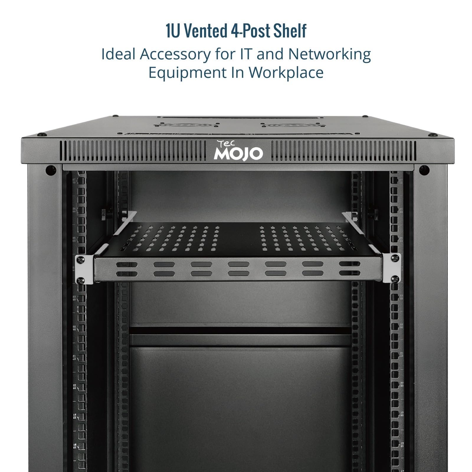 Tecmojo Ripiano 1U 19 Pollici Profondità 550mm Regolabile 343-800mm Ventilato Portata 110kg Nero