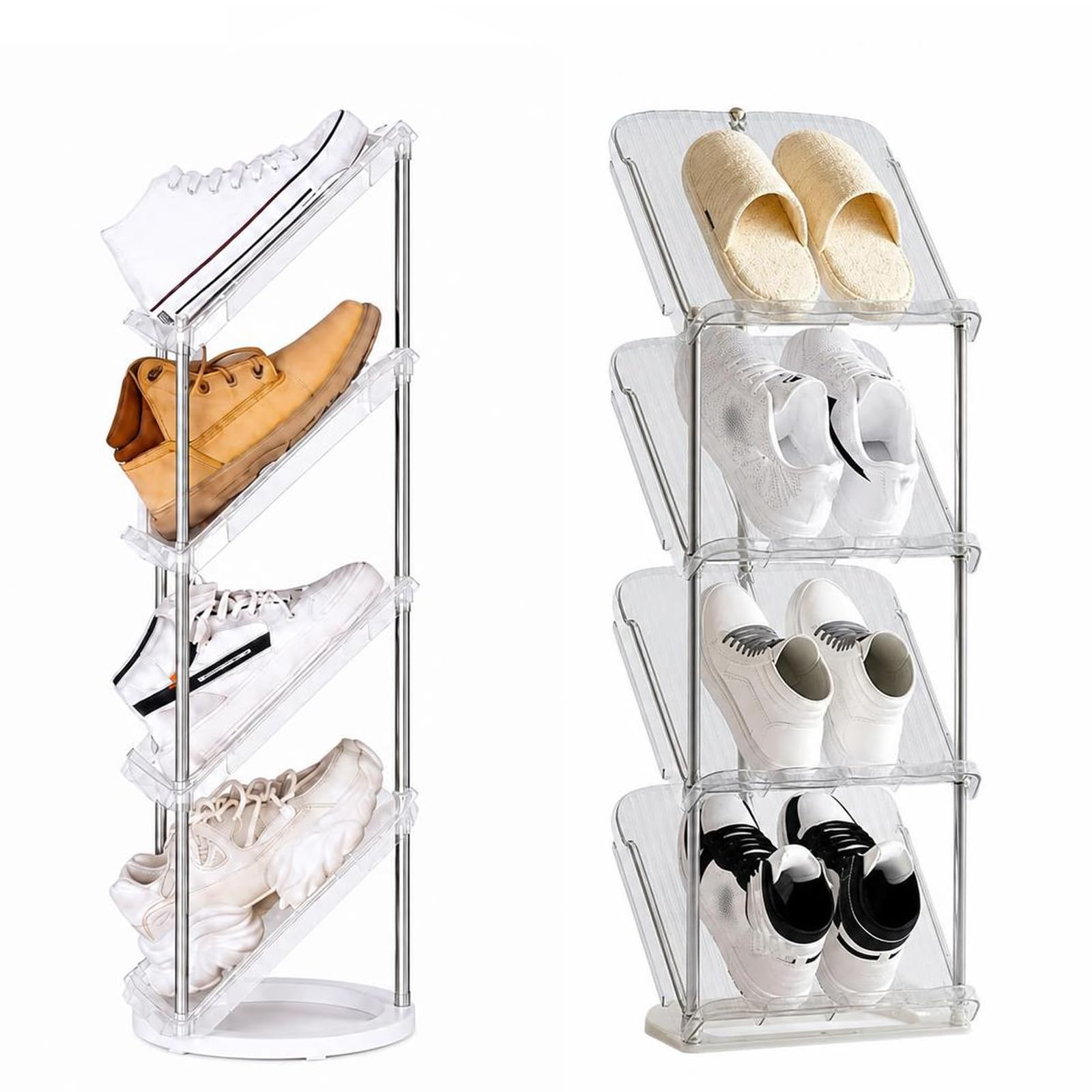 Simcat Narrow Shoe Rack, Foldable Inclined Vertical Shoe Storage Organizer