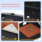 2026 Upgrade Flip Down Keyboard Wall Mount with Wrist Rest, 24 Inch Foldable Wall Mount Keyboard Tray, Keyboard and Mouse Platform Tray for Offices and Studios, Included Leather Mouse Pad, Pen Holder