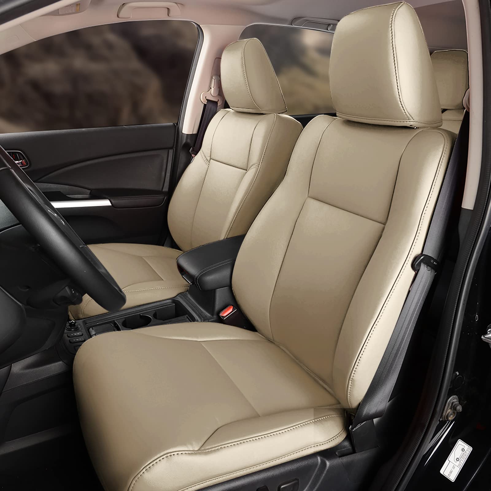 Photo 1 of AOMSAZTO Car Seat Covers Custom Fit for Honda CR-V 2015 2016 Faux Leather 5 Seat Cover Full Set Compatible for CRV Seat Protector Compatible Airbag CRV Interior Accessories(Beige,2015-2016) beige 2015-2016 honda CRV