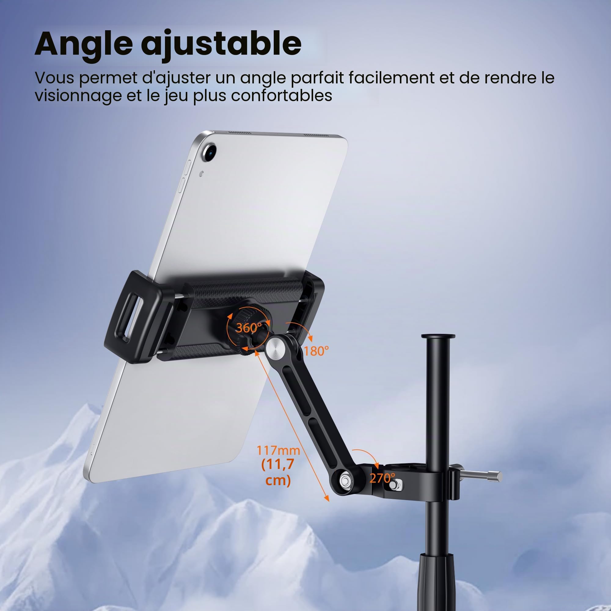 CreaDream support pour microphone et téléphone, tablette en aluminium compatible 4,7 à 12,9 pouces