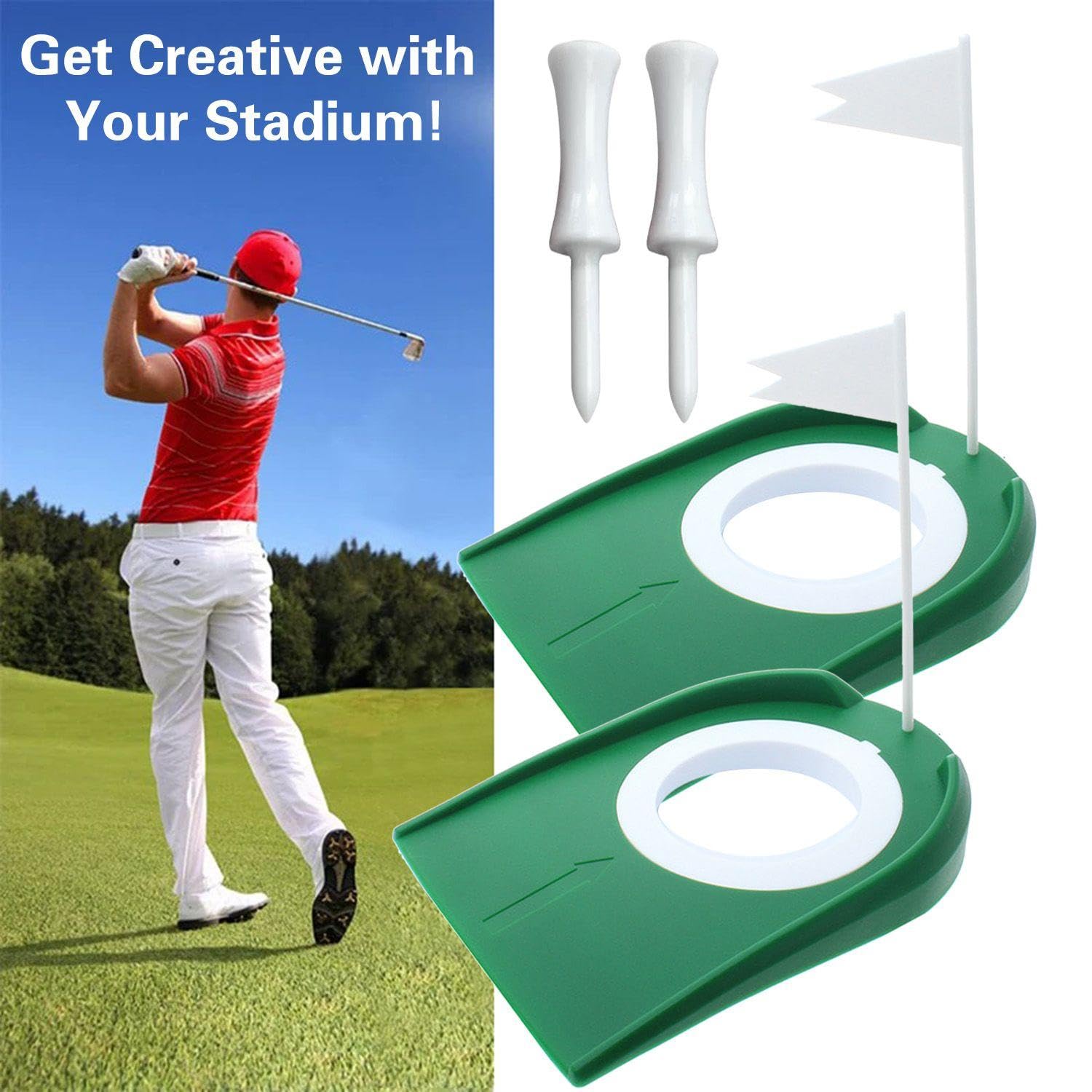 Putter Da Golf In 2 Pezzi E Spuntoni Da Golf In 5 Pezzi, Ausili Per L'Allenamento Del Golf, Accessori Per Minigolf Indoor, Accessori Per Il Golf, Accessori Per Il Golf Portatili